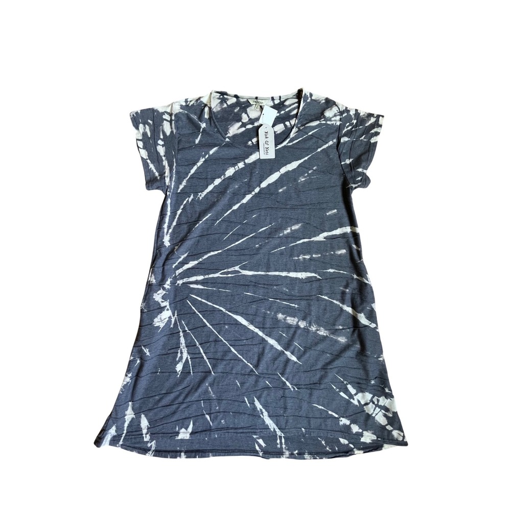 Yak & Yeti Gray T-Shirt Dress Short Sleeve Size L NWT‎ Boho Grunge Earthy